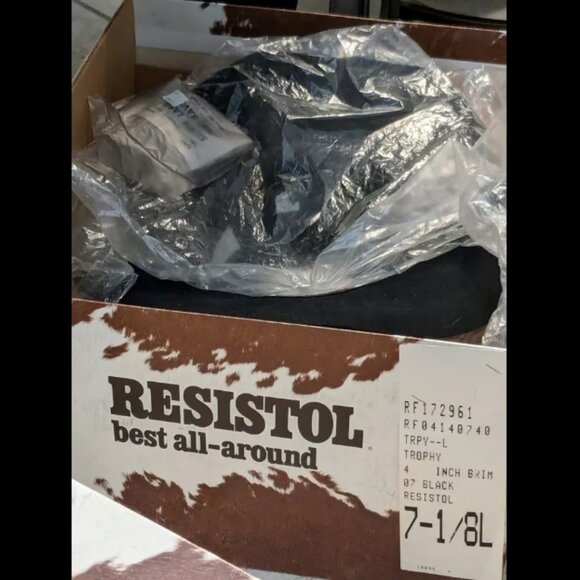 RESISTOL Black Cowboy Hat Original Box, Receipt 1998 Vintage Classic - Picture 2 of 11